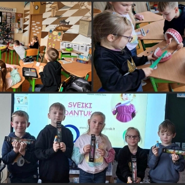 1 klasės mokinukai mokinosi, kaip reikia tinkamai prižiūrėti savo dantukus.