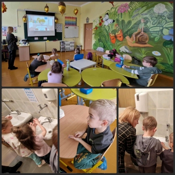 Spalio 30 d. priešmokyklinukams vyko švarių rankų pamokėlė