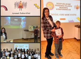 Marijampolės „Saulės“ pradinėje mokykloje vyko respublikinė pradinių klasių mokinių konferencija „Žmogus, kuris mane įkvepia“, kurioje dalyvavo ir mūsų progimnazijos pirmokas Aronas!